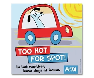 Free 'Too Hot for Spot' Window Decal - Support PETA's Mission!