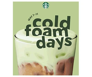 Enjoy Free Cold Foam at Starbucks for Rewards Members - May 7-11!