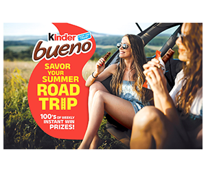 Enter Daily to Win in the Kinder Bueno Savor Your Summer Road Trip Sweepstakes!