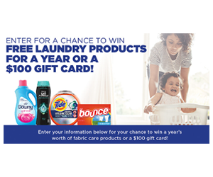 Win a Year’s Supply of Laundry Products or a $100 Gift Card!