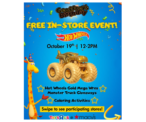 Free Gold Mega Wrex Monster Truck - Join Geoffrey’s Birthday Bash!